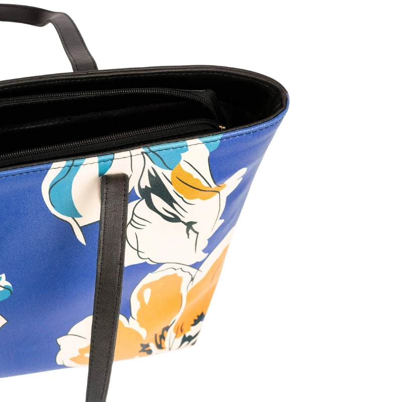 Elegant Blue Floral Pattern Tote Bag for Women