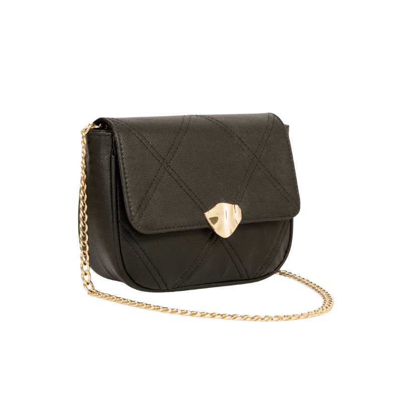 Elegant Black Quilted Stitch Shoulder Handbag for Women