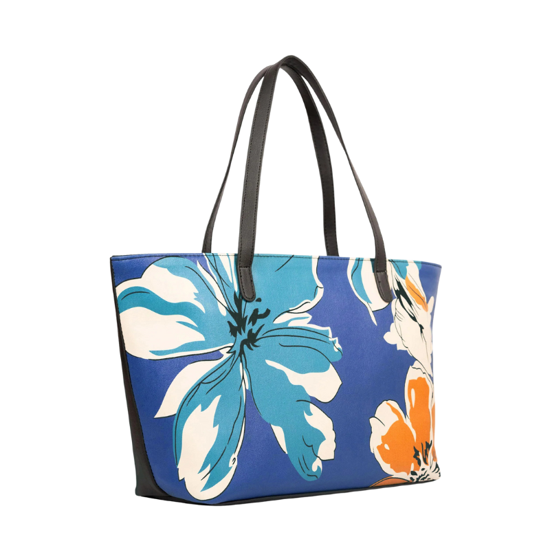 Elegant Blue Floral Pattern Tote Bag for Women