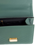 Stylish Teal Chevron Stitch Handbag for Women